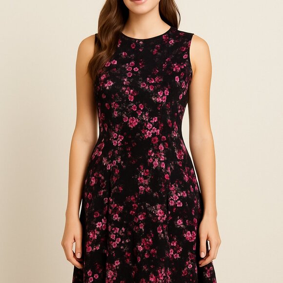 London Times Floral Fit & Flare Dress - Picture 1 of 5